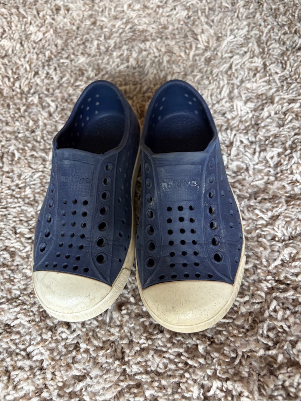Native Kids Navy Blue and White Water Shoes